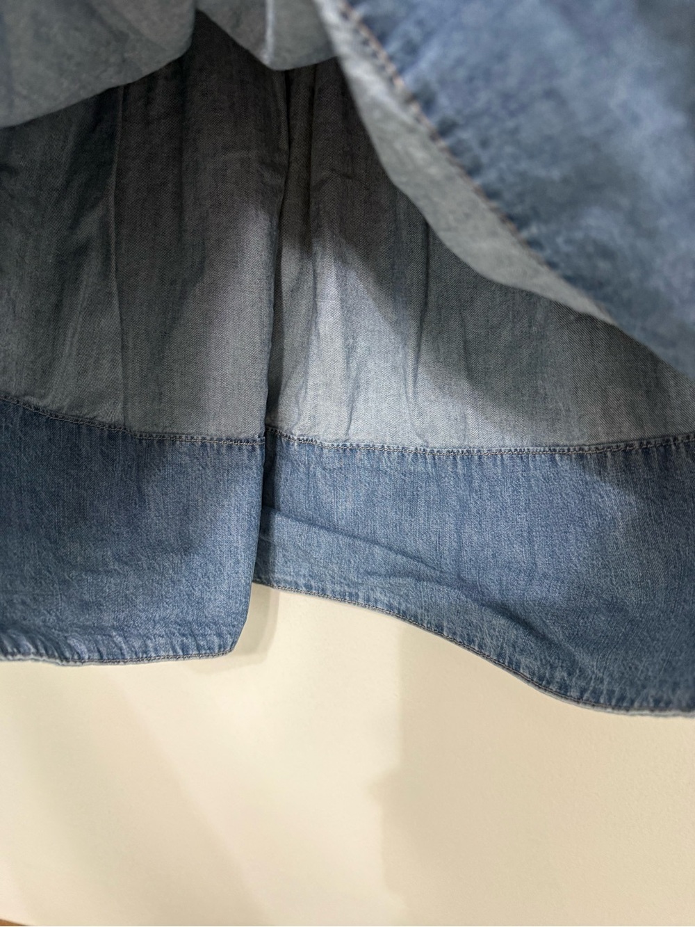 We The Free Denim Smocked A-Line Skirt in Medium Blue - Picture 6 of 9
